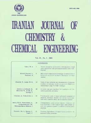 Iranian Journal of Chemistry and Chemical Engineering - Volume:20 Issue: 1, May-Jun 2001