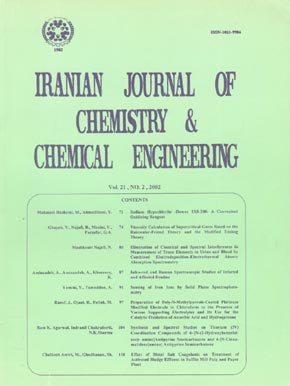 Iranian Journal of Chemistry and Chemical Engineering - Volume:21 Issue: 2, Nov-Dec 2002