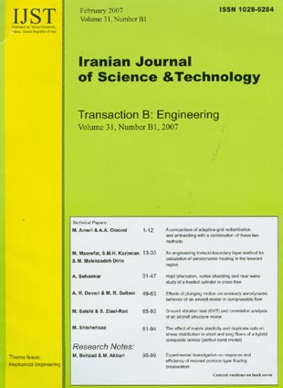 science and Technology (B: Engineering) - Volume:31 Issue: 1, February 2007