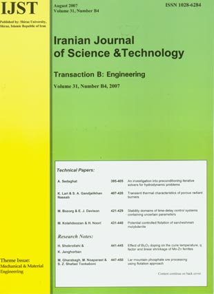 science and Technology (B: Engineering) - Volume:31 Issue: 4, August 2007