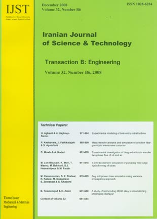 science and Technology (B: Engineering) - Volume:32 Issue: 6, Dec 2008