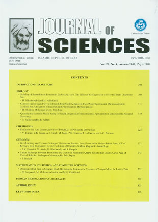Sciences, Islamic Republic of Iran - Volume:20 Issue: 4, Autumn 2009