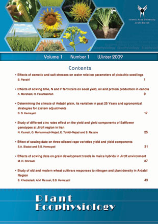 Plant Ecophysiology - Volume:1 Issue: 1, 2009