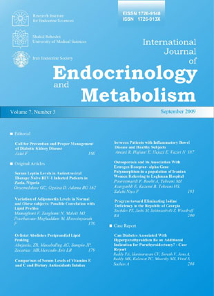 Endocrinology and Metabolism - Volume:7 Issue: 3, Sep 2009