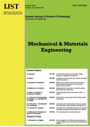 science and Technology (B: Engineering) - Volume:34 Issue: 5, oct 2010