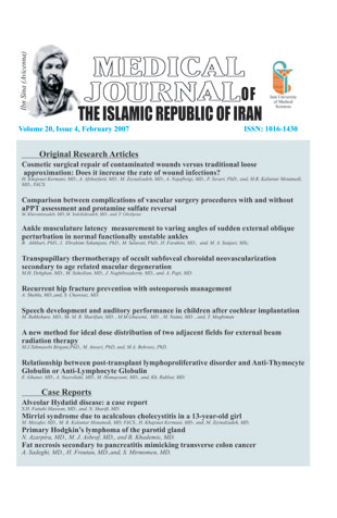 Medical Journal Of the Islamic Republic of Iran - Volume:20 Issue: 4, Winter 2007