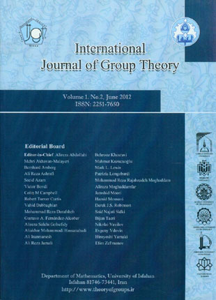 International Journal of Group Theory - Volume:1 Issue: 2, Jun 2012