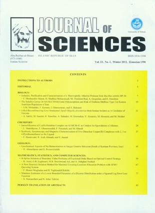 Sciences, Islamic Republic of Iran - Volume:23 Issue: 1, Winter2012