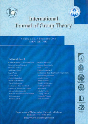 International Journal of Group Theory - Volume:1 Issue: 3, Sep 2012