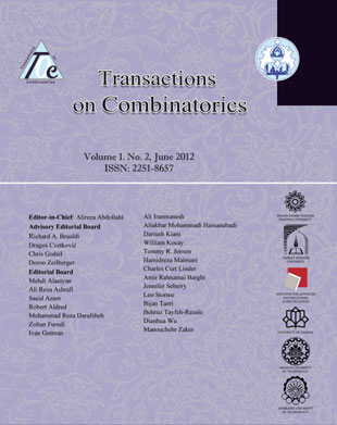 Transactions on Combinatorics - Volume:1 Issue: 2, Jun 2012