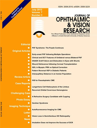 Ophthalmic and Vision Research - Volume:7 Issue: 3, Jul-Sep 2012
