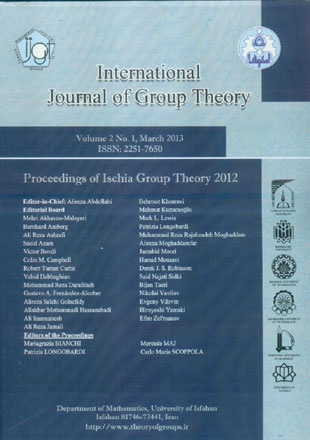 International Journal of Group Theory - Volume:2 Issue: 1, Mar 2013