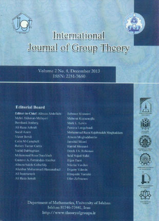 International Journal of Group Theory - Volume:2 Issue: 4, Dec 2013