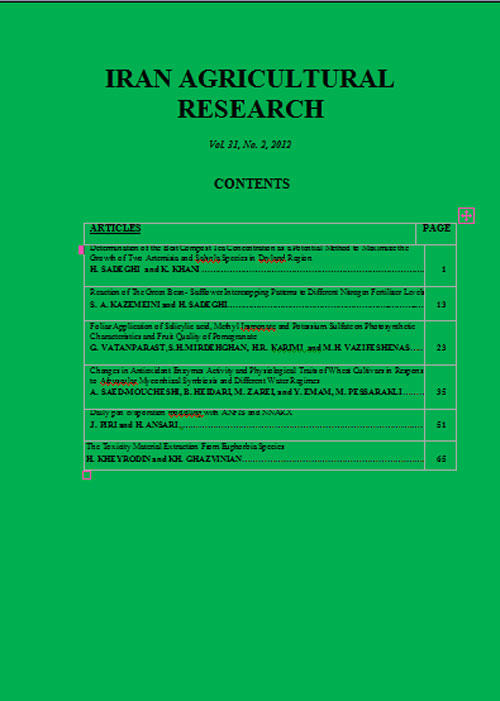 Iran Agricultural Research - Volume:31 Issue: 2, Winter and Spring 2012
