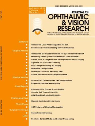 Ophthalmic and Vision Research - Volume:8 Issue: 3, Jul-Sep 2013