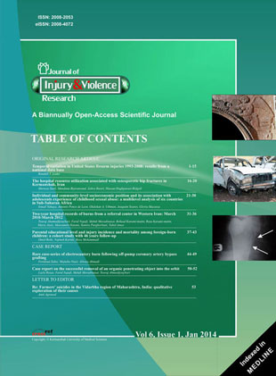 Injury and Violence Research - Volume:6 Issue: 1, Jan 2014