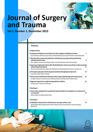 Surgery and Trauma - Volume:1 Issue: 1, Winter 2013