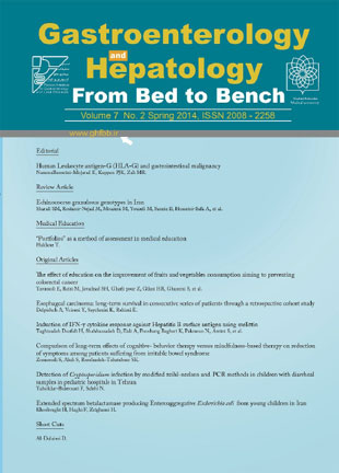Gastroenterology and Hepatology From Bed to Bench Journal - Volume:7 Issue: 2, Spring 2014