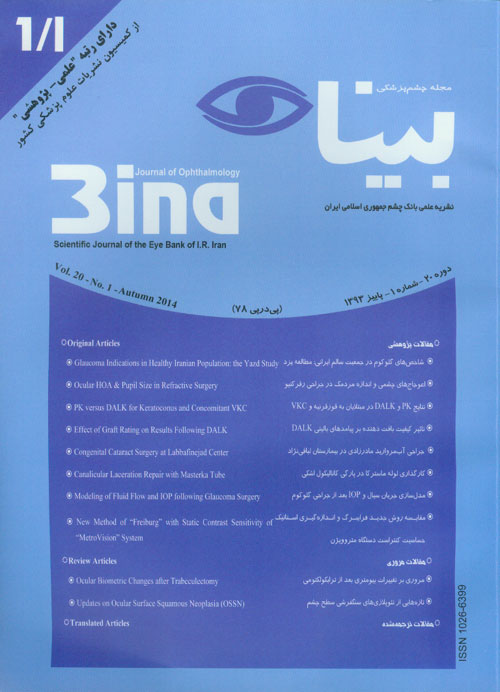 چشم پزشکی بینا - سال بیستم شماره 1 (پاییز 1393)