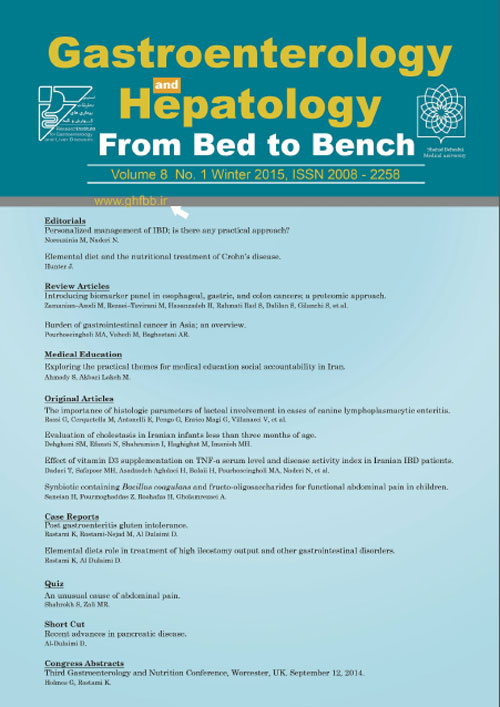Gastroenterology and Hepatology From Bed to Bench Journal - Volume:8 Issue: 1, Winter 2015
