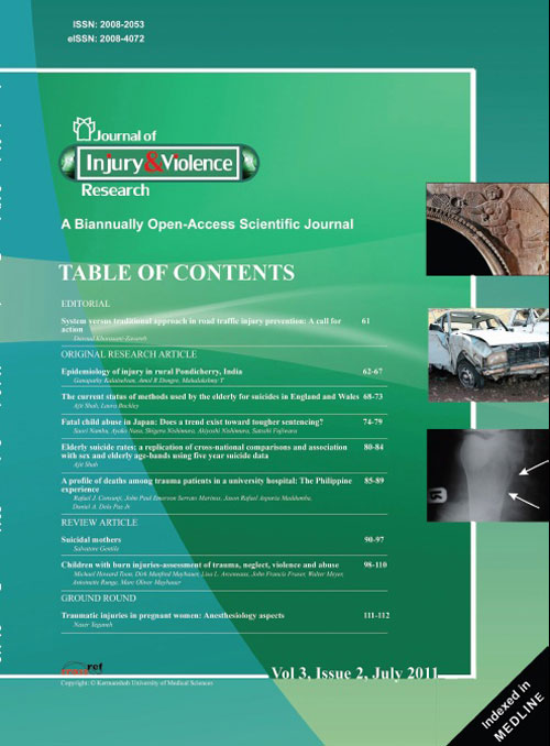 Injury and Violence Research - Volume:7 Issue: 1, Jan 2015