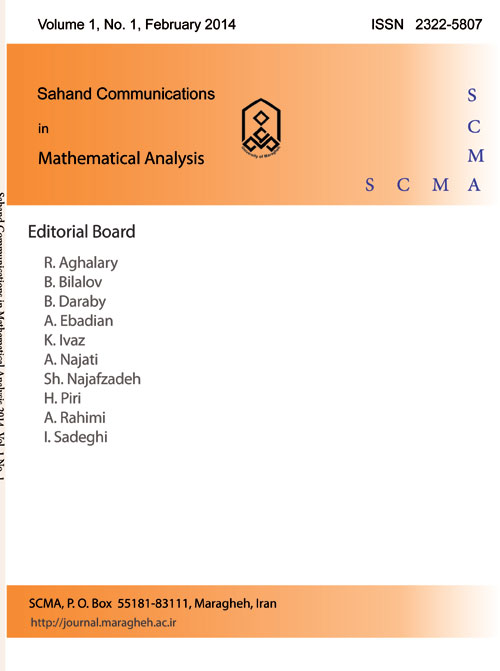 Sahand Communications in Mathematical Analysis - Volume:1 Issue: 1, Winter-Spring 2014