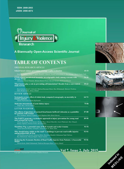 Injury and Violence Research - Volume:7 Issue: 2, Jul 2015