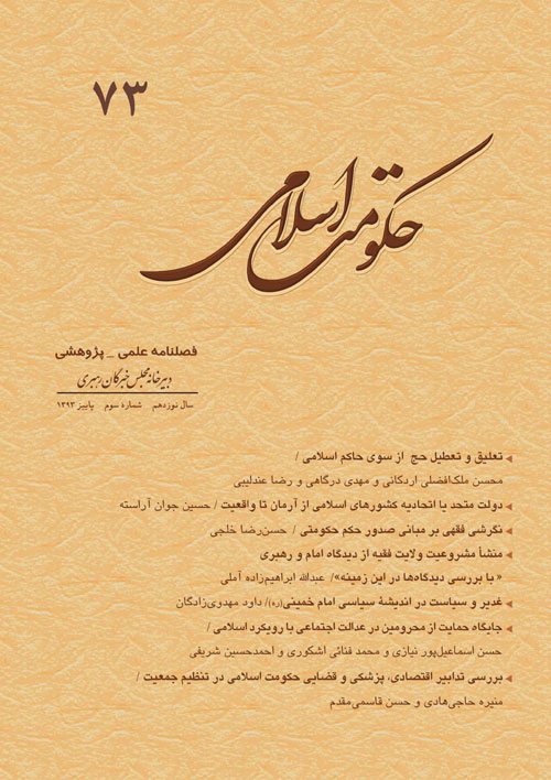 حکومت اسلامی - سال نوزدهم شماره 3 (پیاپی 73، پاییز 1393)