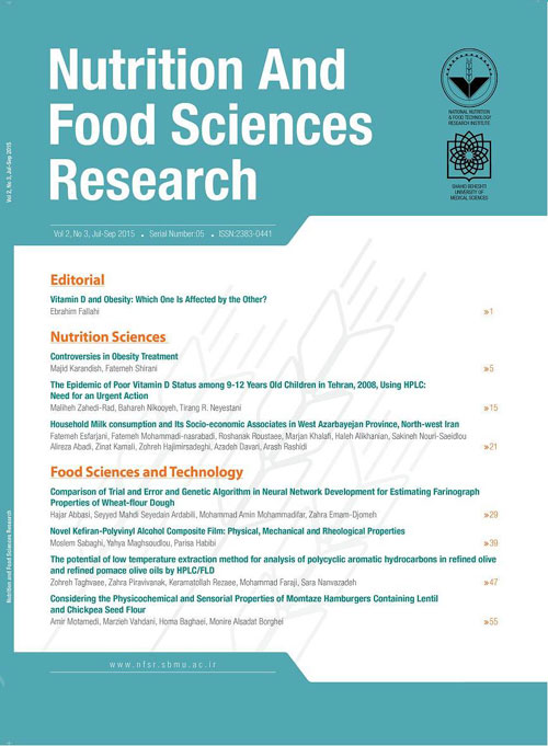 Nutrition and Food Sciences Research - Volume:2 Issue: 3, Jul-Sep 2015