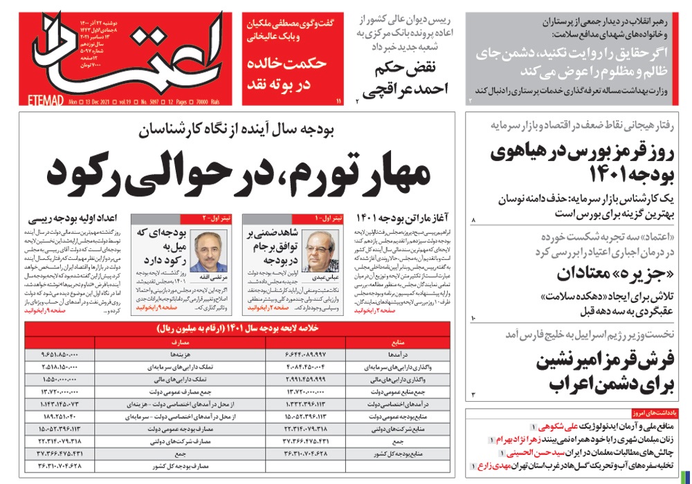 روزنامه اعتماد، شماره 5097